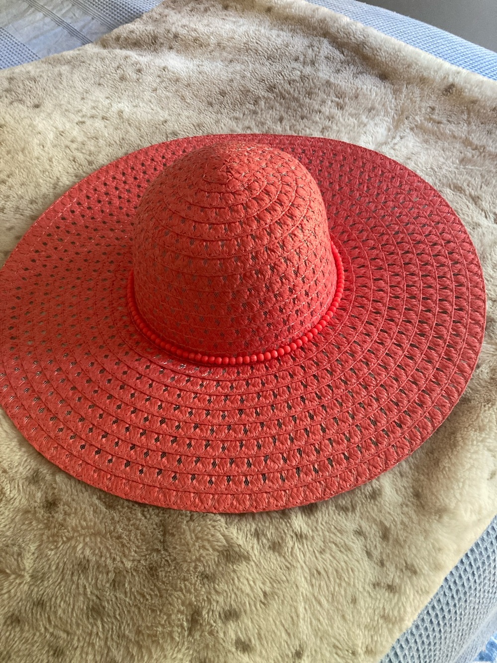 Straw Sun Hat - pink Wide Brim